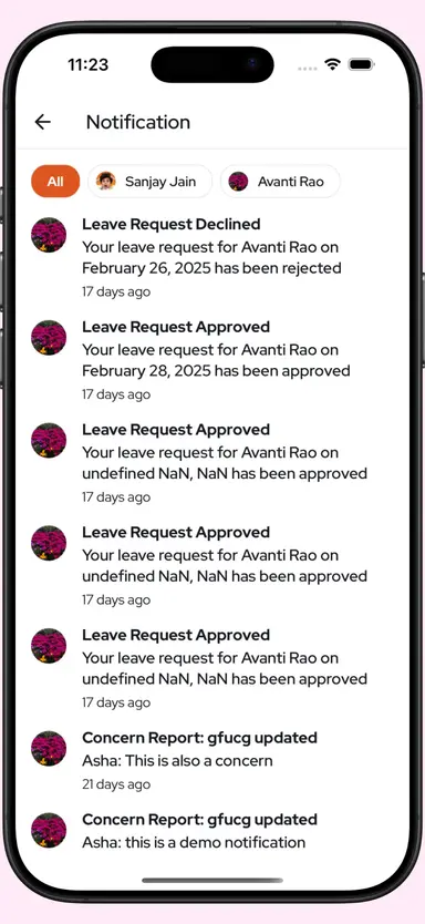 Notification mockup